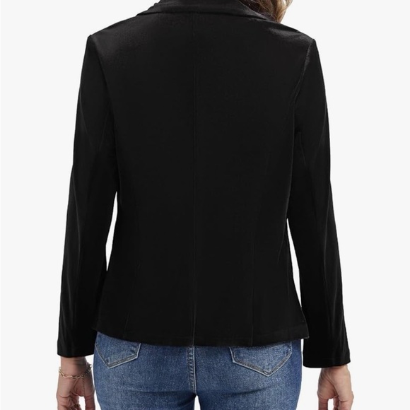 ML007-Black-L Black Velvet Single-Button Blazer Jacket by - Picture 4 of 4